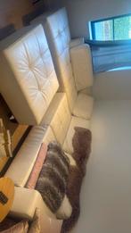 Hoeksalon + poef, Huis en Inrichting, Ophalen, Gebruikt, Leer