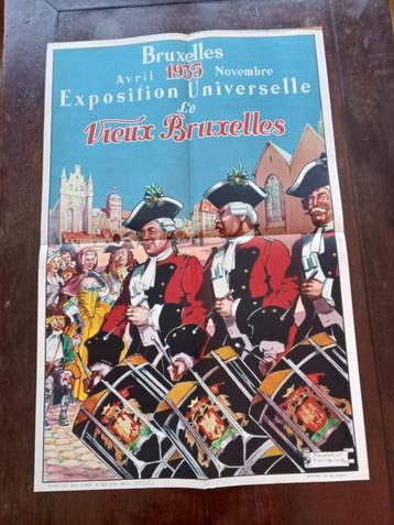 Poster van de wereldtentoonstelling in Brussel beschikbaar voor biedingen
