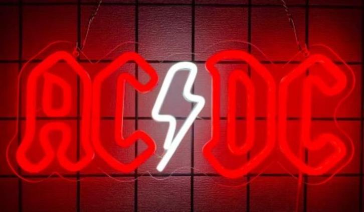 ACDC acryl neon look decoratie verlichting lamp gameroom, Verzamelen, Merken en Reclamevoorwerpen, Nieuw, Lichtbak of (neon) lamp