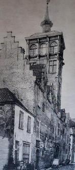 Gorus Jaak - grote ets "Van Straelentoren" - getekend/kader, Antiek en Kunst, Kunst | Etsen en Gravures, Ophalen of Verzenden