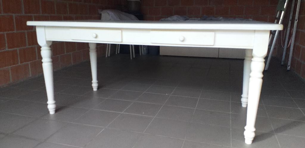 Belle table (blanc cassé) pour 8 à 12 personnes, Maison & Meubles, Tables | Tables à manger, Comme neuf, 50 à 100 cm, 200 cm ou plus