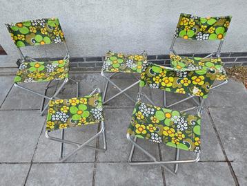 Vintage jaren 70 set van 5 opvouwbare stoeltjes beschikbaar voor biedingen