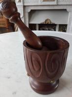 Houten gesculpteerde pot om kruiden of medicatie te pletten, Antiek en Kunst, Ophalen of Verzenden