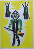 FRED BERVOETS / FRED ALS JAGER / KLEURZEEFDRUK / 29x20cm SIG, Antiek en Kunst, Kunst | Litho's en Zeefdrukken, Ophalen of Verzenden