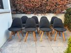 8 chaises noires en tissus pied en bois, Maison & Meubles, Enlèvement, Scandinave, Bois, Noir