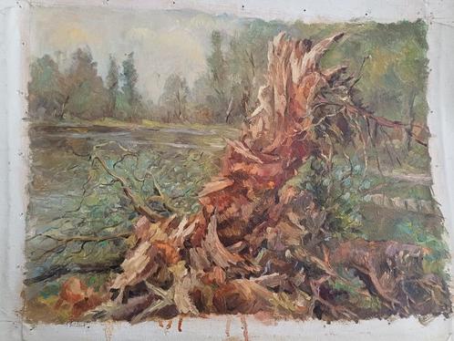 DOEK MET SCHILDERIJ VAN M.VAN DEN BEMPT, Antiek en Kunst, Kunst | Schilderijen | Klassiek, Ophalen of Verzenden