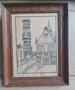 Kader met pentekening brugge / belfort, Antiek en Kunst, Kunst | Tekeningen en Fotografie, Ophalen of Verzenden