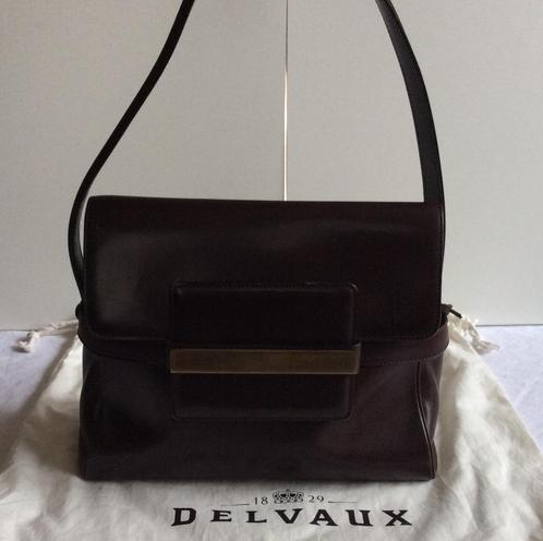 Vintage - DELVAUX Bruin Leren Handtas, Handtassen en Accessoires, Tassen | Damestassen, Gebruikt, Handtas, Bruin, Ophalen of Verzenden