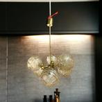 Vintage sputnik "gouden" & glazen luster / hanglamp, Ophalen of Verzenden