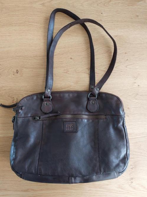 Donkerbruine lederen schoudertas Bear Design - nieuwstaat, Handtassen en Accessoires, Tassen | Schoudertassen, Zo goed als nieuw
