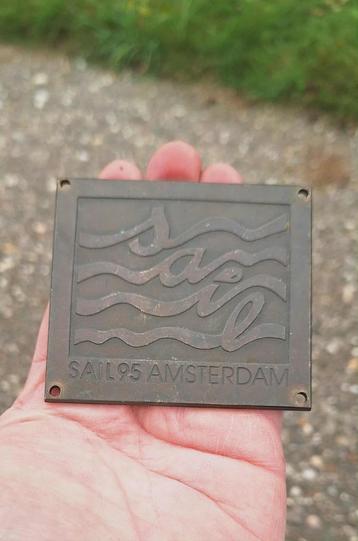 Bronzen Gedenkplaat, plaatje SAIL 95 Amsterdam. beschikbaar voor biedingen