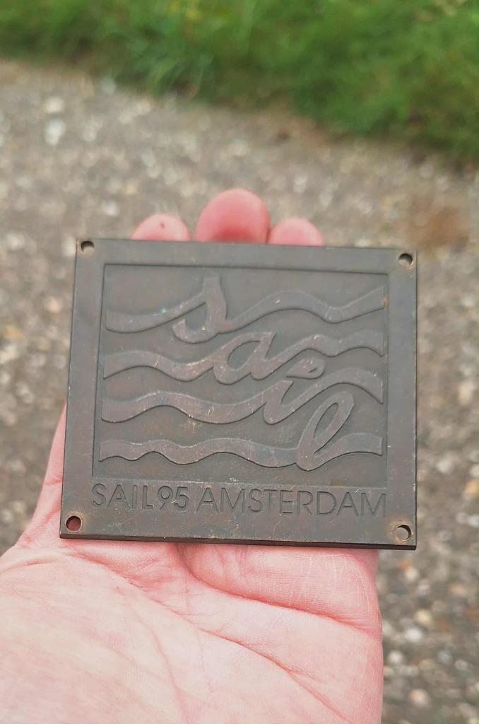 Bronzen Gedenkplaat, plaatje SAIL 95 Amsterdam., Antiek en Kunst, Antiek | Brons en Koper, Brons, Ophalen of Verzenden