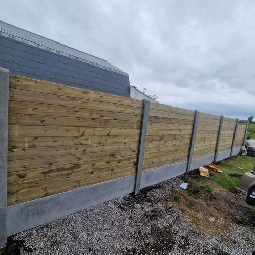 Houten betonnen omheining, Tuin en Terras, Schuttingen, Zo goed als nieuw, Hout, Ophalen of Verzenden