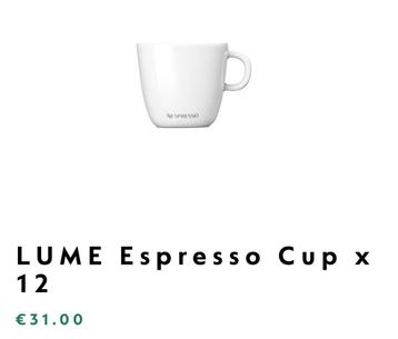 12 tasses à expresso en porcelaine Lume, Enlèvement ou Envoi, Neuf
