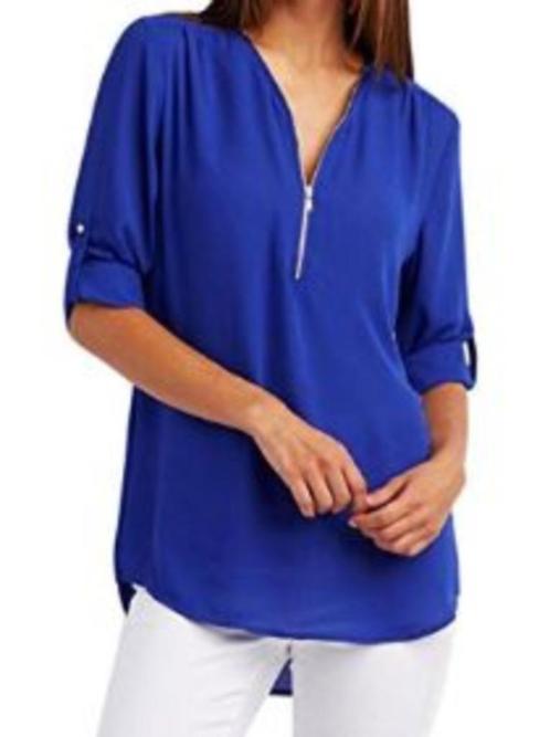 Blouse / Tunique bleue avec tirette, Kleding | Dames, Blouses en Tunieken, Nieuw, Blauw, Verzenden