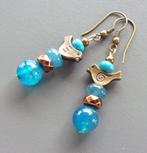 Boucles d'oreilles en aigues-marines, turquoises et oiseaux, Neuf, Enlèvement ou Envoi, Bleu, Pendantes
