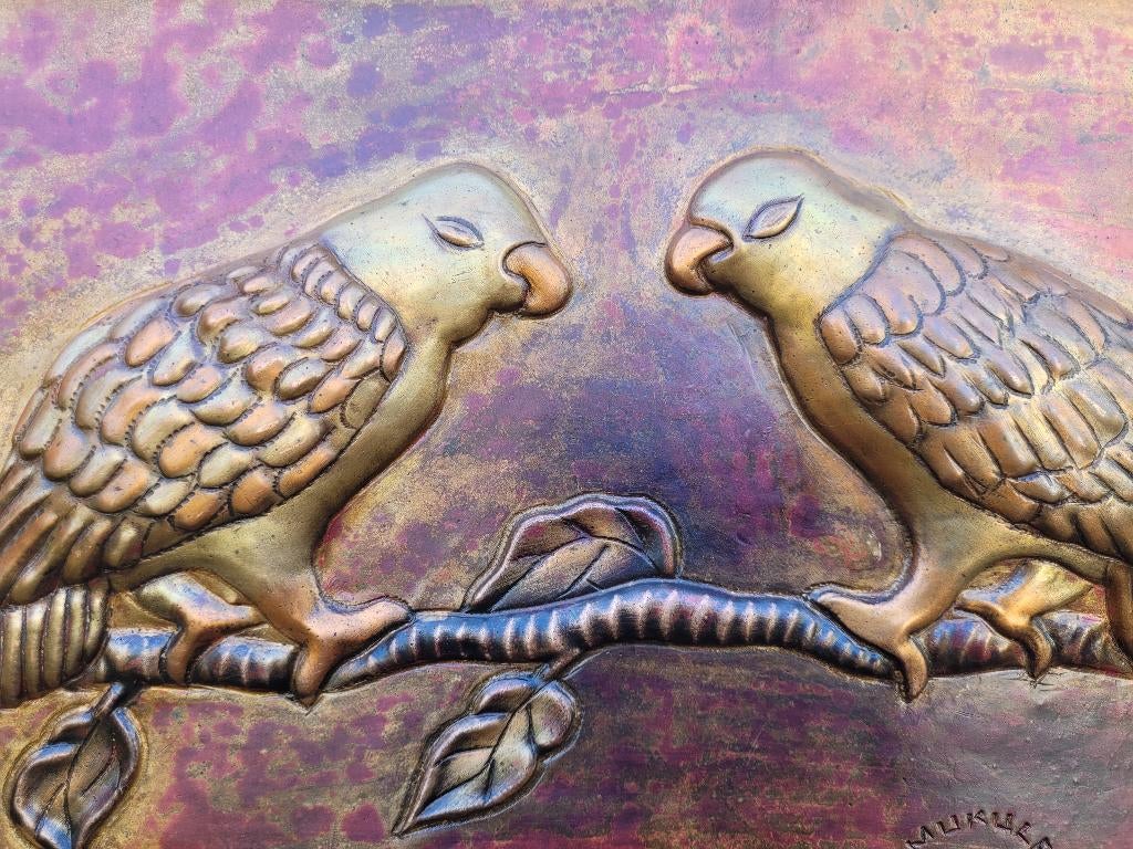 Afrikaans teruggeduwde koper plaat, Ophalen of Verzenden, Koper