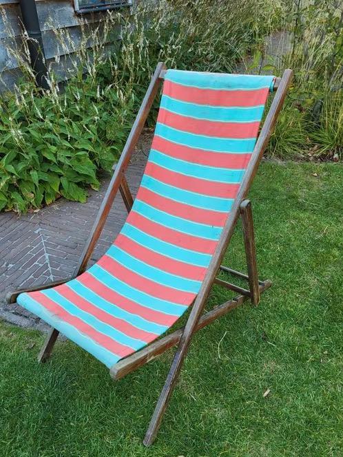 Chaise de plage vintage, Jardin & Terrasse, Chaises de jardin, Ajustable, Enlèvement