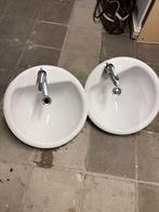 2 Keramieke gootsteen lavabo incl. Kraan, Doe-het-zelf en Bouw, Sanitair, Ophalen, Zo goed als nieuw, Kraan