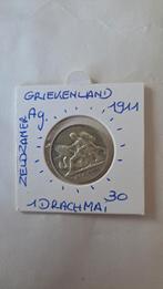 Griekenland 1 drachmai 1911 AG MOOI !!, Ophalen of Verzenden