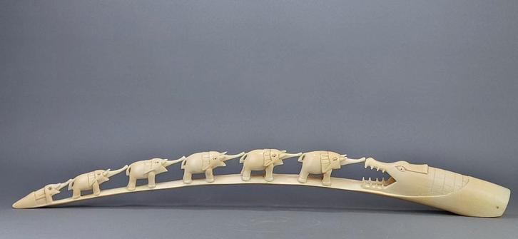 Œuvre d'art africain antique en ivoire - Avec certificat CIT, Antiquités & Art, Art | Art non-occidental, Enlèvement
