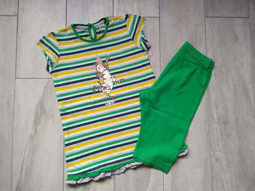 ✿ M98 - Woody zomerpyjama thema zebra, Kinderen en Baby's, Kinderkleding | Maat 98, Zo goed als nieuw, Jongen, Nacht- of Onderkleding