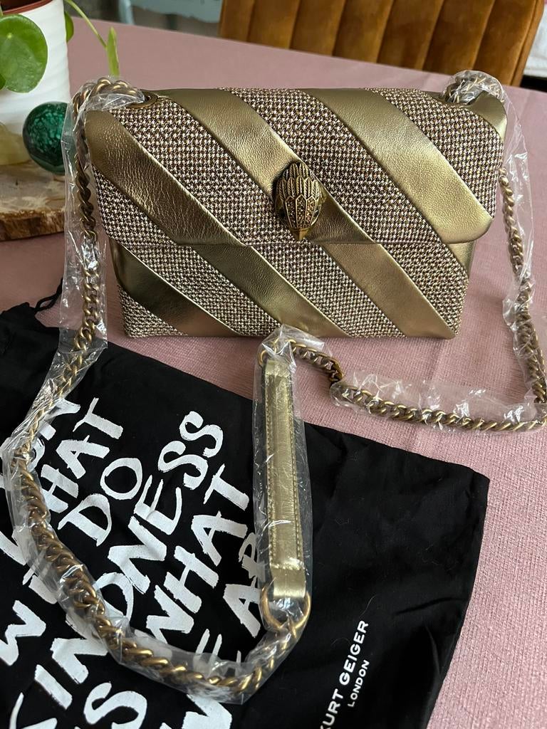 Nieuwe gouden / bronzen handtas Kurt Geiger The Kensington, Ophalen of Verzenden, Nieuw, Handtas