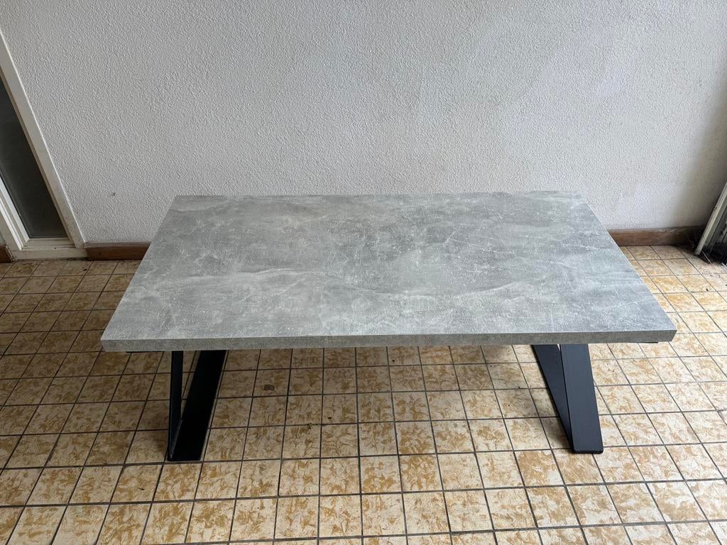 3-delige set betonlook – grote + kleine eettafel + tv-meubel, Ophalen of Verzenden, Zo goed als nieuw