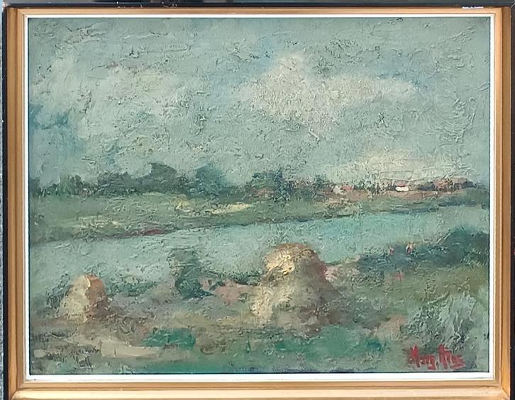 Marguerite Aers (1918-1995): Landschap (O/D, 54 x 44 cm), Antiquités & Art, Art | Peinture | Classique, Enlèvement ou Envoi