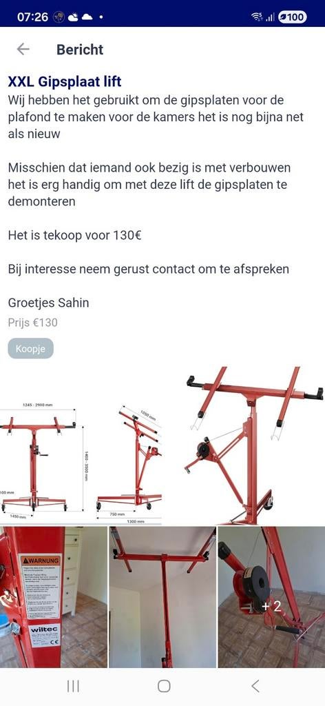 XXL GİPSPLAAT LIFT, Ophalen