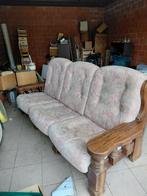 Zetel 3-zit met houten frame, Huis en Inrichting, Ophalen
