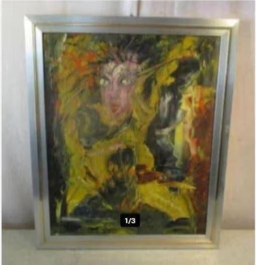 Mooi Abstract Geschilderd Werk 'de Verschrikking' - gesign, Ophalen of Verzenden