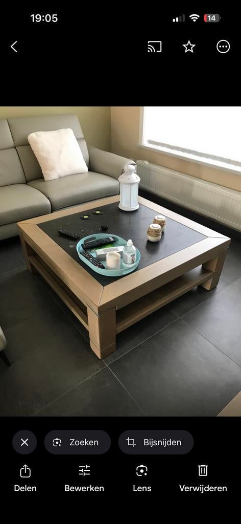 Massief houten salontafel, Ophalen of Verzenden, Zo goed als nieuw, Eikenhout