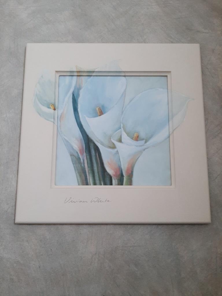 prachtige lijst met lelies,52 cm op 52 cm,gehandtekend, Ophalen, 50 tot 75 cm, Zo goed als nieuw, 50 tot 75 cm