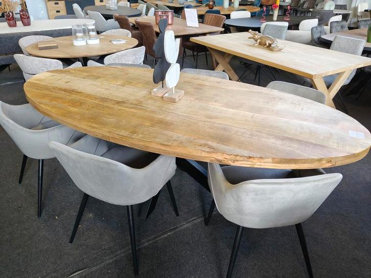 Ovale mangohouten eettafel (outlet), Huis en Inrichting, Woonaccessoires | Overige, Nieuw, Ophalen