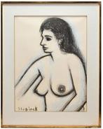 SLABBINCK Rik "Vrouw met ontblote torso" houtskool en pastel, Ophalen