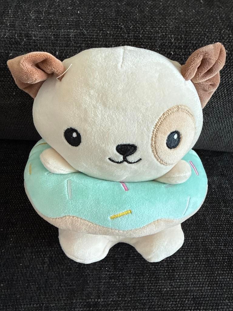 Schattige hond knuffel met donut – zachte pluche, Ophalen, Nieuw, Hond, Klein (minder dan 20 cm)