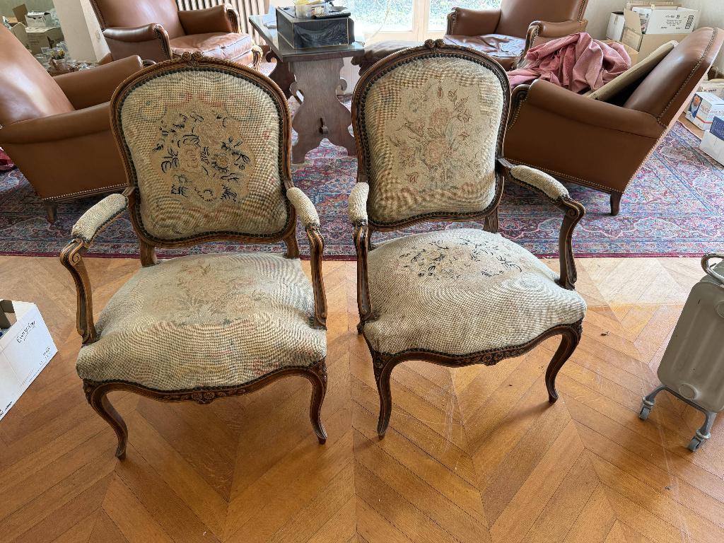 Paire de bergères style Louis XV – bois sculpté, Antiquités & Art, Enlèvement