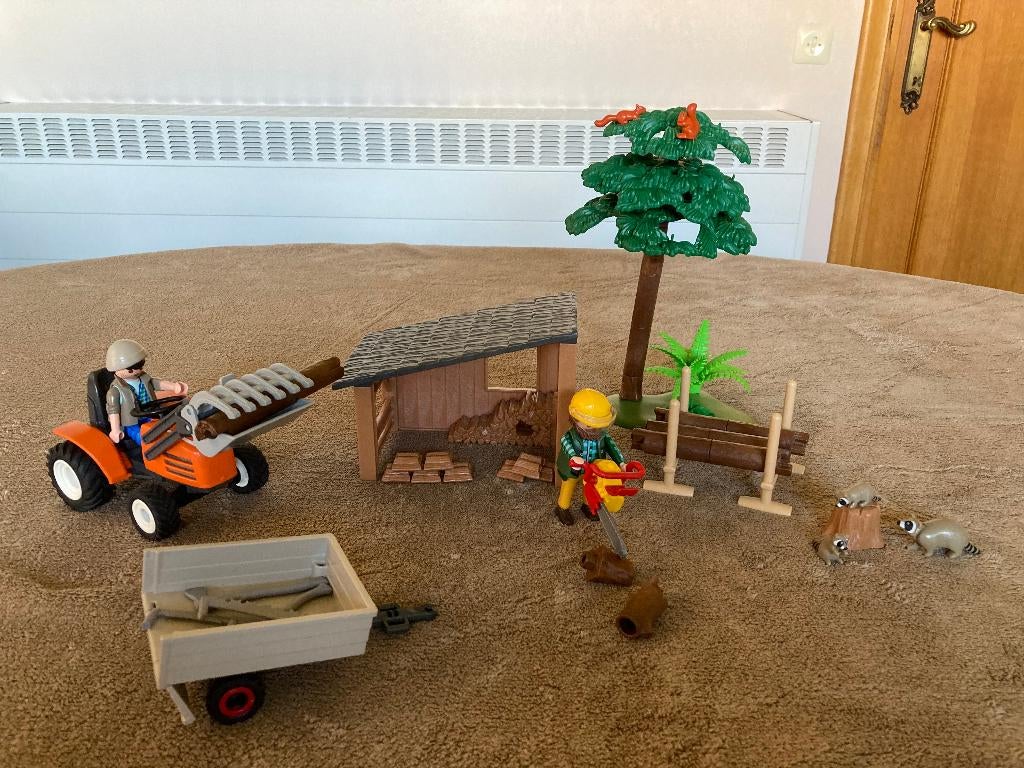 Playmobil Houthakker met tractor (doos + boekje) 4-10 jaar, Kinderen en Baby's, Ophalen of Verzenden, Zo goed als nieuw