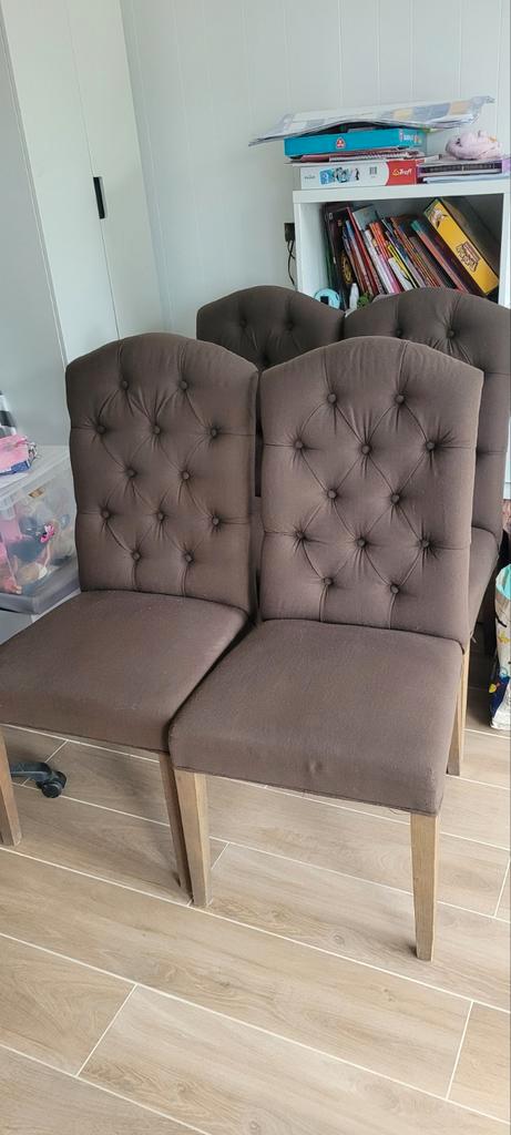 4 chaises de salle à manger modernes, Maison & Meubles, Chaises, Brun, Enlèvement