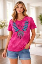 M44. T-shirt long fuchsia – Taille L , 100% coton, Ophalen of Verzenden, Zo goed als nieuw, Maat 42/44 (L), Rood