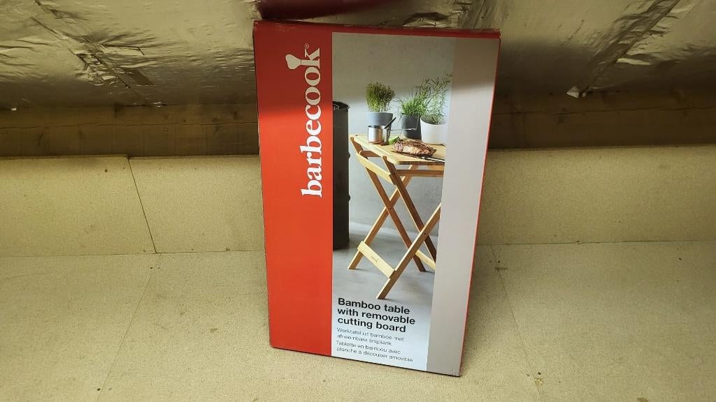 Barbecook bijzettafel bamboe, Huis en Inrichting, Tafels | Bijzettafels, Ophalen, Nieuw, Rechthoekig, Hout