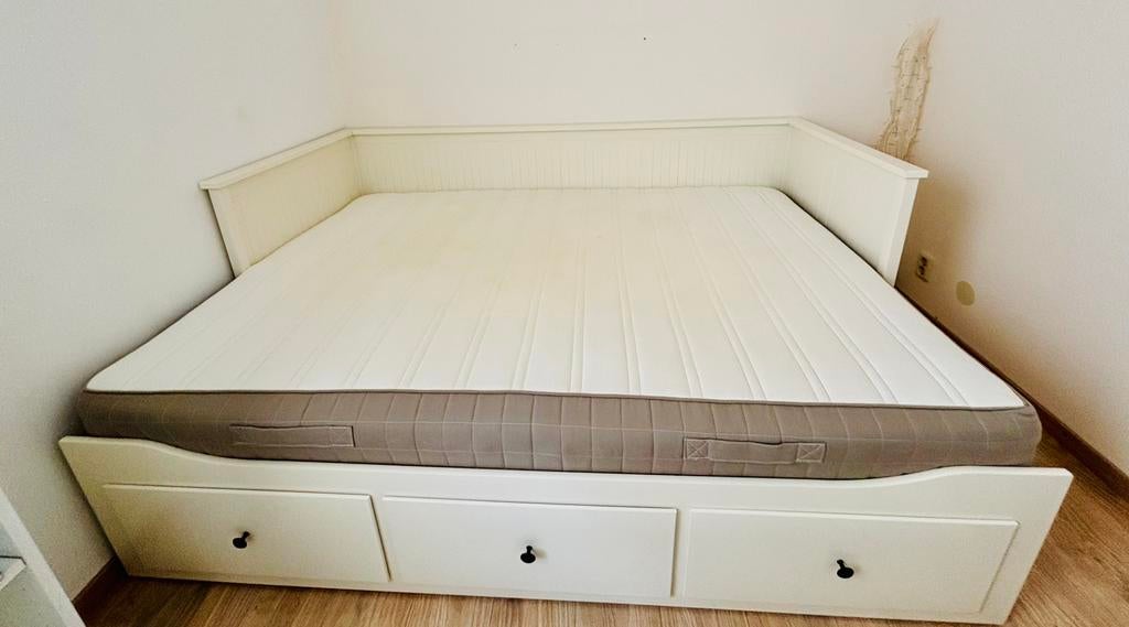 Ikea Bedbank met matras 140x200cm en 3 lades, Maison & Meubles, Chambre à coucher | Lits, Enlèvement, Utilisé, 200 cm