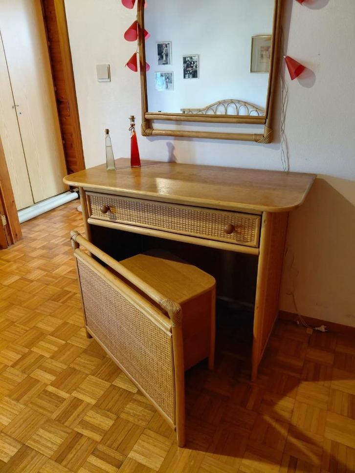 Complete slaapkamer in rotan, Huis en Inrichting, Slaapkamer | Complete slaapkamers, Gebruikt, Twijfelaar, Ophalen