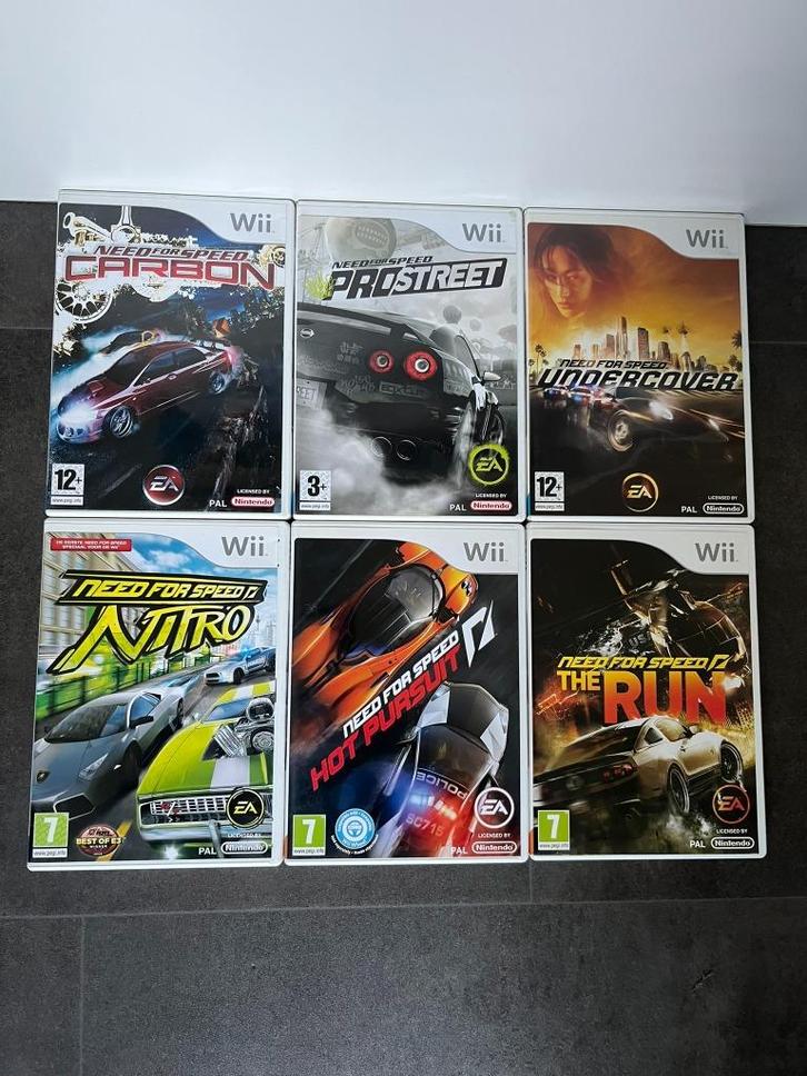 6 Need For Speed games voor Nintendo Wii, Games en Spelcomputers, Games | Nintendo Wii, Zo goed als nieuw, Racen en Vliegen, 3 spelers of meer