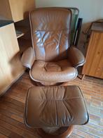 fauteuil stressless en cuir brun avec pose pieds, Huis en Inrichting, Fauteuils, Ophalen, Gebruikt