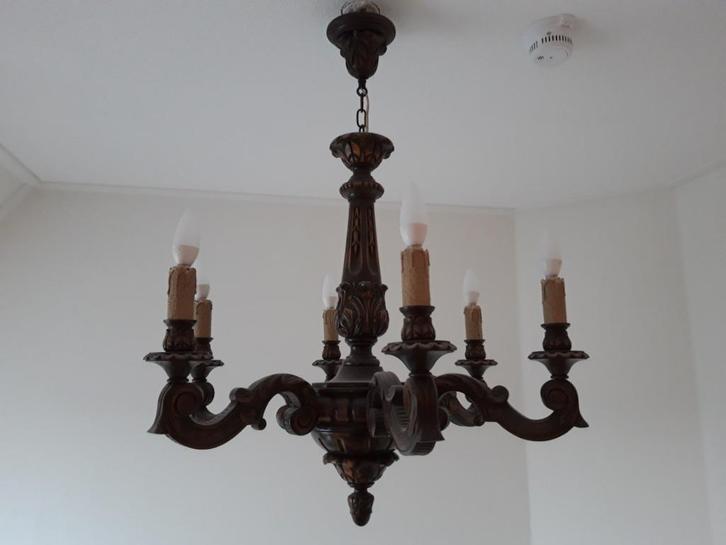 Houten hanglamp (1950), Antiek en Kunst, Curiosa en Brocante, Ophalen