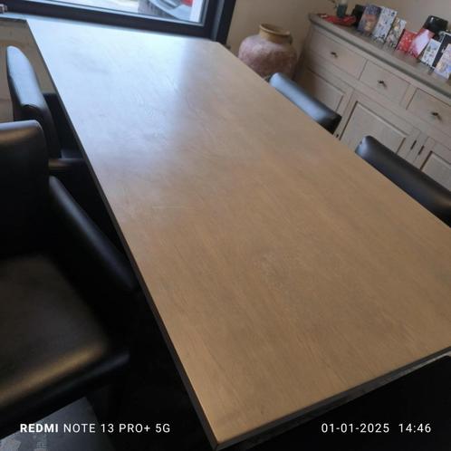 Eet tafel voor 6 personen met lederen stoelen, Huis en Inrichting, Tafels | Eettafels, Gebruikt, 50 tot 100 cm, 150 tot 200 cm