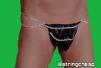 G-String met dubbele ketting, Kleding | Heren, Verzenden, Zwart, Slip