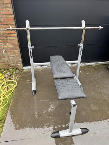 Bench press rack Kettler met accessoires, Sport en Fitness, Ophalen, Gebruikt, Metaal, Krachtstation